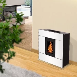 Poêle à pellets étanche EMAFLAM SYLA – 9 kW, Blanc